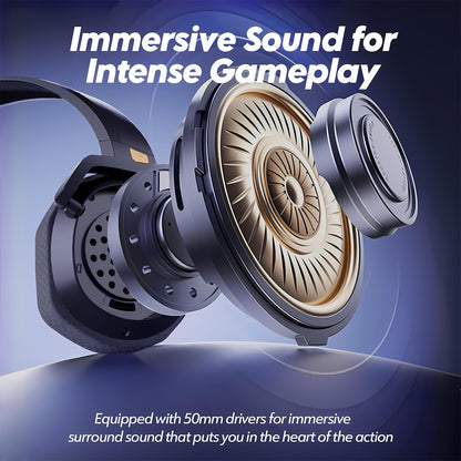 NUBWO G06 Dual Wireless Gaming Headset with Microphone for PS5, PS4, PC - 23ms Low Latency Audio - 100-Hour of Playtime - 50mm Drivers (Black-Orange)