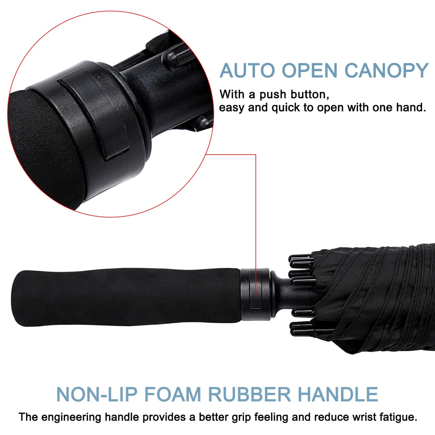 G4Free 72 Inch Huge Large Oversize Golf Umbrella Automatic Open Double Canopy Vented Windproof Stick Umbrella, 6 Ft Heavy Duty For Outdoor Doorman Family(Black)