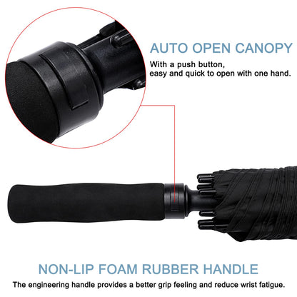 G4Free 72 Inch Huge Large Oversize Golf Umbrella Automatic Open Double Canopy Vented Windproof Stick Umbrella, 6 Ft Heavy Duty For Outdoor Doorman Family(Black)