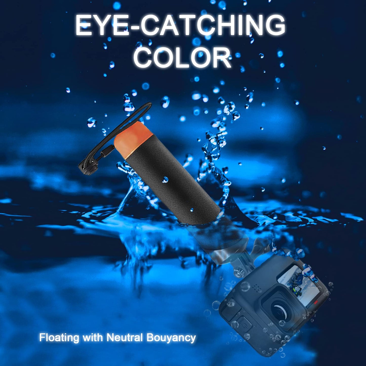 FitStill Waterproof Monopod Floating Hand Grip for Go Pro Hero 13/12/11/10/9/8/7/6/5/4/3 Session DJI Osmo and Other Action Cameras.Snorkeling Underwater Diving Pole Stick