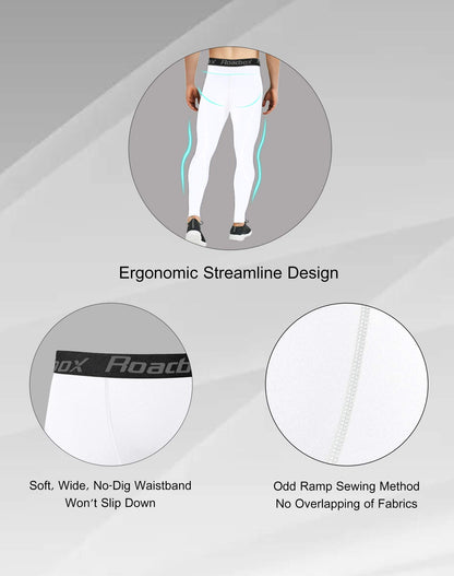 Roadbox Compression Pants Men Cooling Dry Base Layer Bottoms Outdoor Sports Cycling Tights Leggings for Basketball Football Running