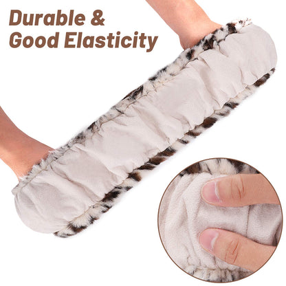 Fuzzy Steering Wheel Cover for Women Girls, Accmor Universal Fit 15 inch Fur Car Wheel Cover & Handbrake Cover & Gear Shift Cover Set, Fashion Leopard Winter Warm Fluffy Vehicle Wheel Protector