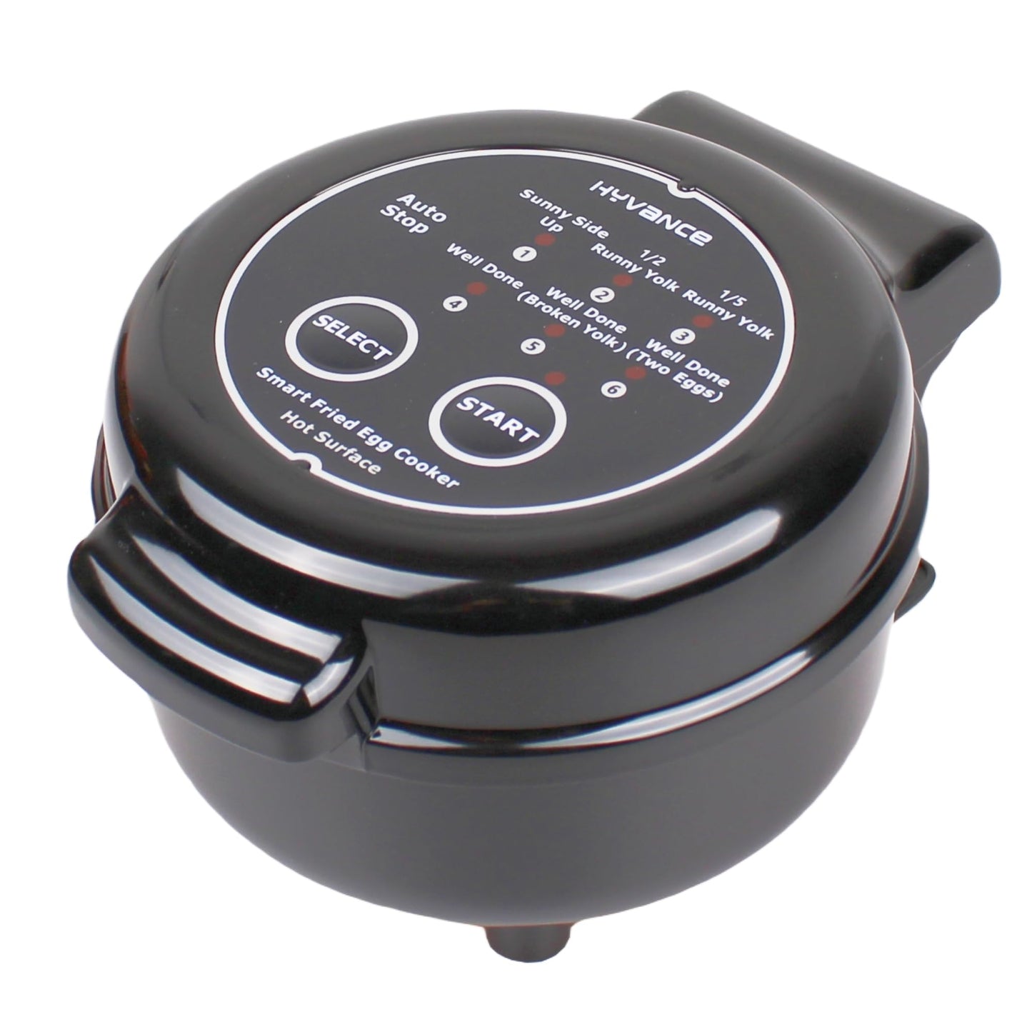 Hyvance Smart Fried Egg Cooker, Automatic Fried Egg Maker for 6 Features like Sunny Side Up, Over Easy, Fully Cooked & More. Auto Power Off, Alarm, Round Shape, Non Stick Coating (Black)