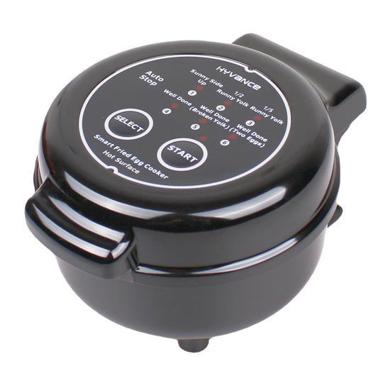 Hyvance Smart Fried Egg Cooker, Automatic Fried Egg Maker for 6 Features like Sunny Side Up, Over Easy, Fully Cooked & More. Auto Power Off, Alarm, Round Shape, Non Stick Coating (Black)