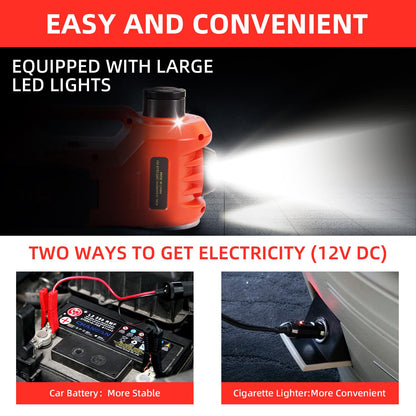 ROGTZ Electric Hydraulic Car Jack Kit 5 Ton 12V Portable Lift Range 17.7 Inch with Tire Inflator Pump for SUV Sedan Truck Car Repair Floor Jack for Vehicle Tire Change with LED Light Jack Only
