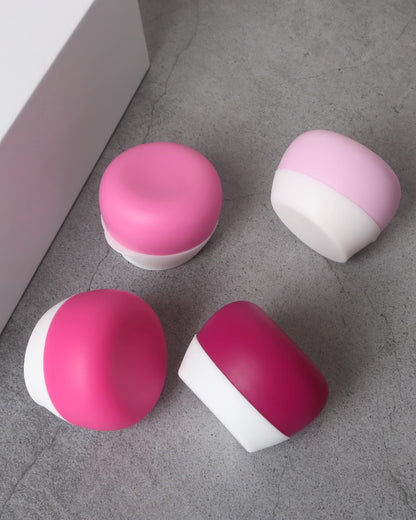 Gemice Silicone Cream Jars, TSA Approved Travel Size Containers - Leak-proof Travel Accessories with Lid for Cosmetic Makeup Face Body Hand Cream (4 Pieces)