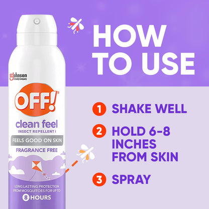 OFF! Clean Feel Insect Repellent Aerosol with 20% Picaridin, Bug Spray with Long Lasting Protection from Mosquitoes and Ticks, Feels Good on Skin, 5 oz