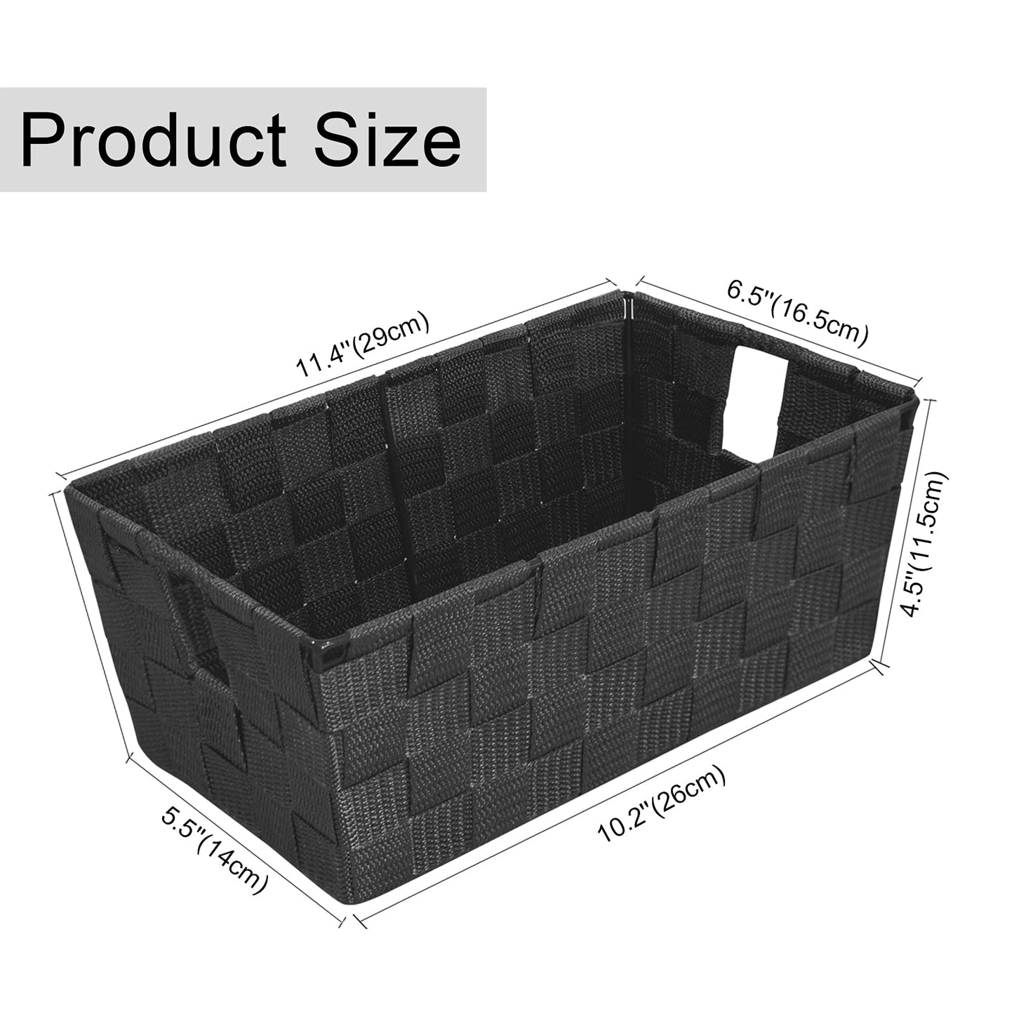 homyfort Woven Shelf Storage Tote Basket Bins Container, Storage Boxes Cube Organizer with Built-in Handles for Bedroom, Office, Closet, Clothes, Kids Room, Nursery 3pk(Grey)
