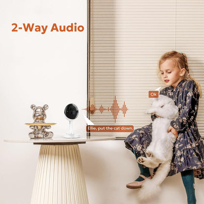 owltron Indoor Security Camera, 2K Cameras for Home Security with Motion Detection, Pet Cam & Baby Monitor with Night Vision, 2.4 GHz WiFi Two-Way Talk, Cloud/SD Storage, Works with Alexa