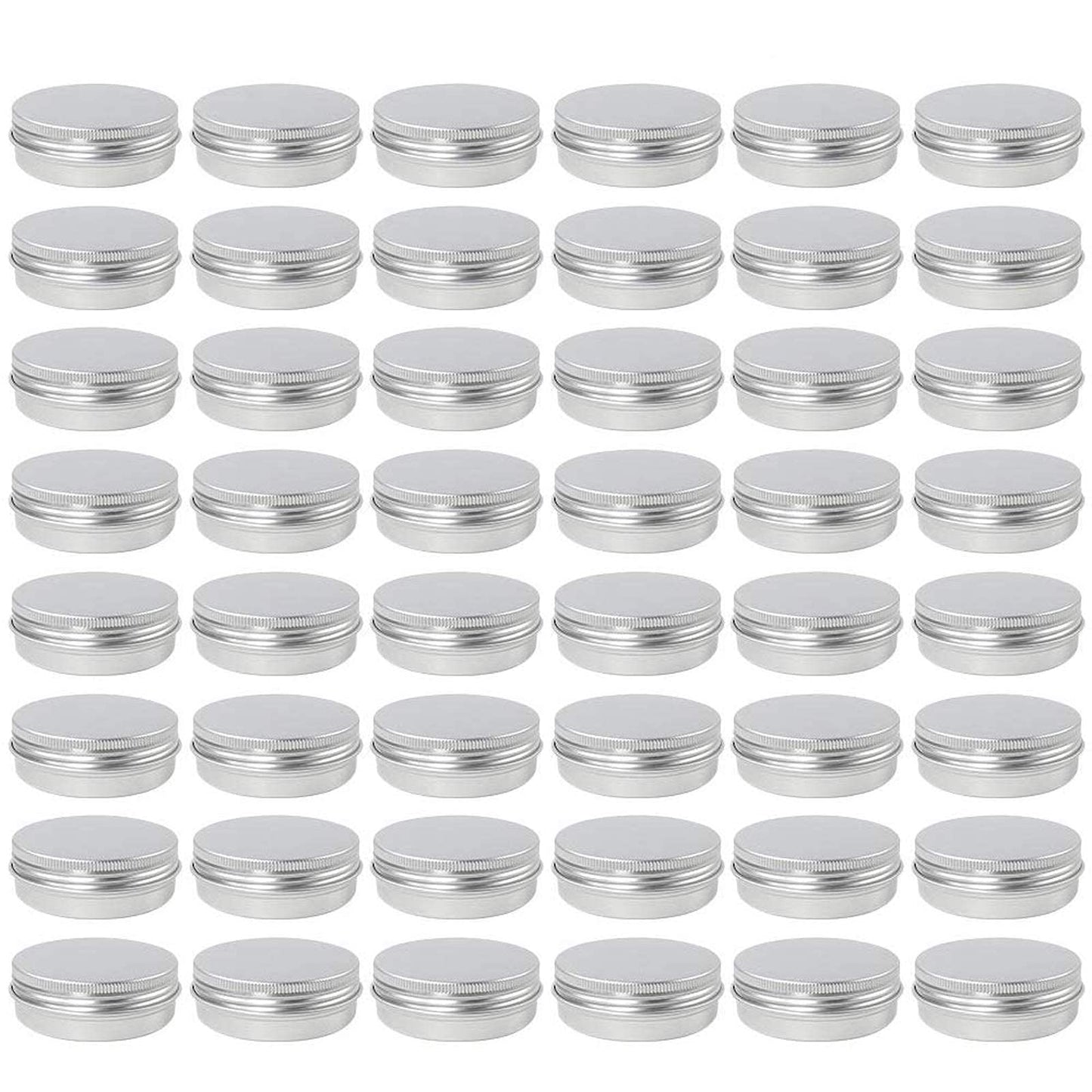 Moretoes 48 Pack 2 Oz Metal Round Tins Aluminum Tin Cans Containers with Screw Lid for Salve, Spices or Candies