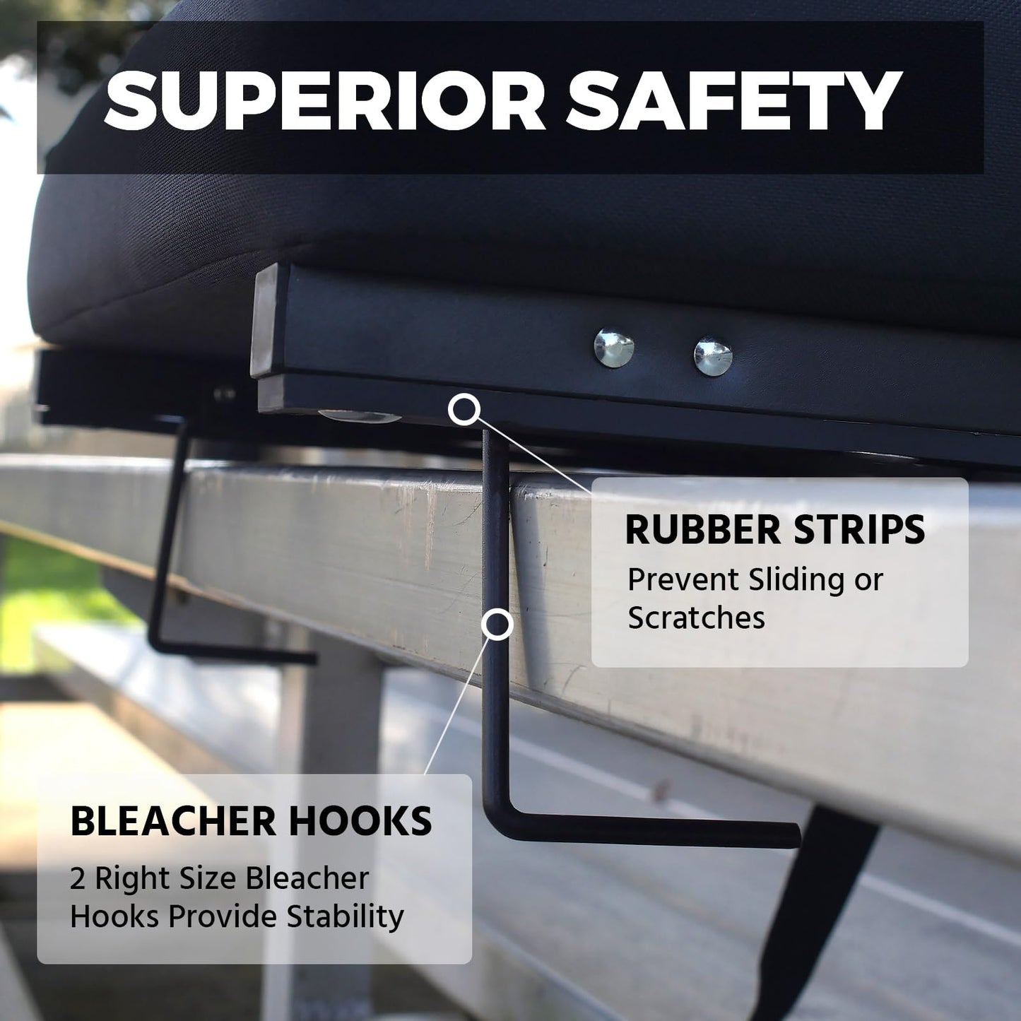 HUTMANG Chair - Stadium Seat with Back Support, Padded Foam Backs, 330LBS Weight Support, Portable, Foldable, Black