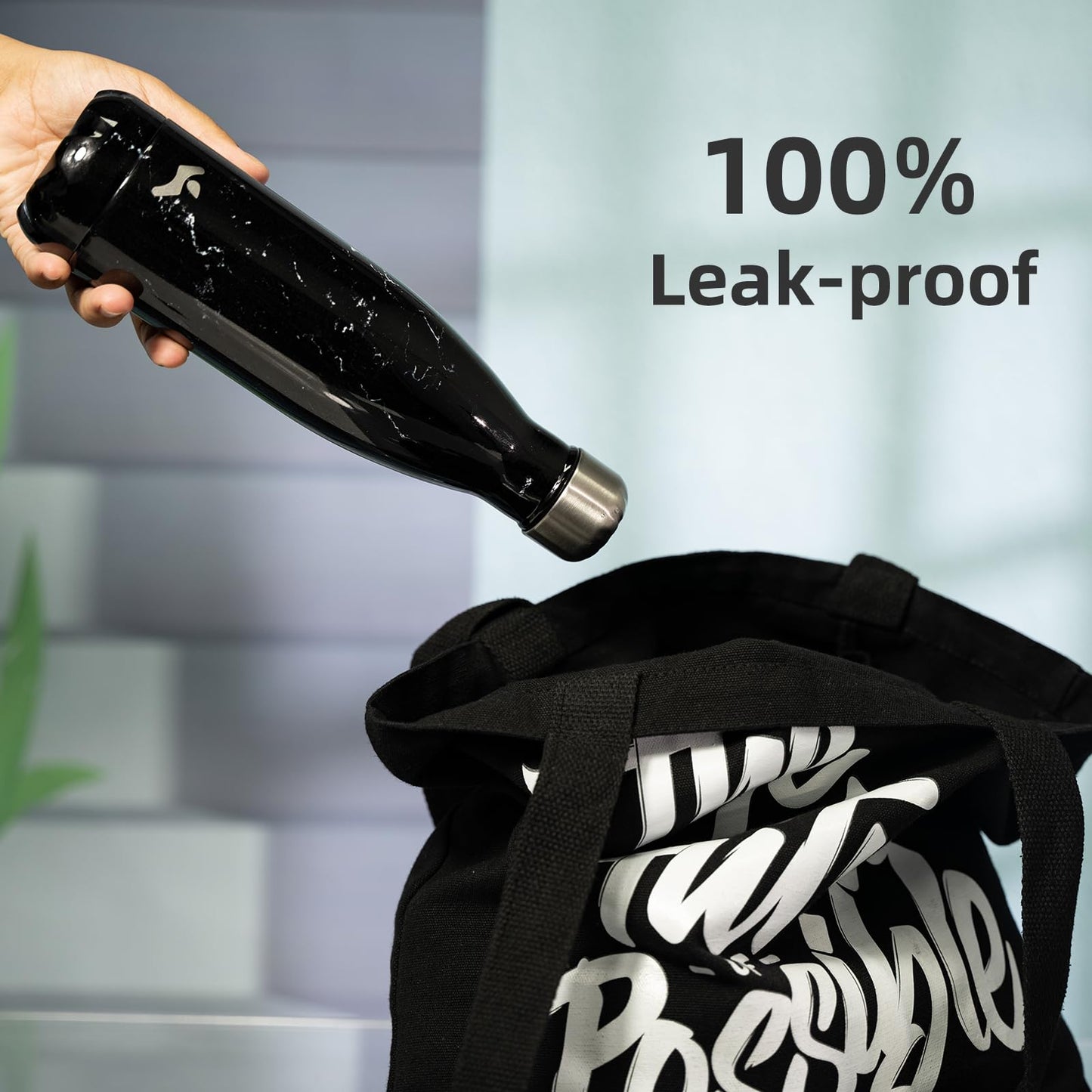 Konokyo Insulated Water Bottles,17 oz Double Wall Stainless Steel Vacumm Metal Flask for Sports Travel,Midnight Black