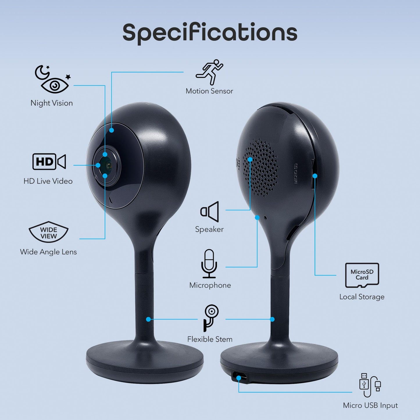 Geeni Look 1080p Indoor Security Camera – 2-Pack Full HD WiFi Indoor Camera with 2-Way Audio, Motion Detection, & Night Vision – Support for Alexa & Google Assistant