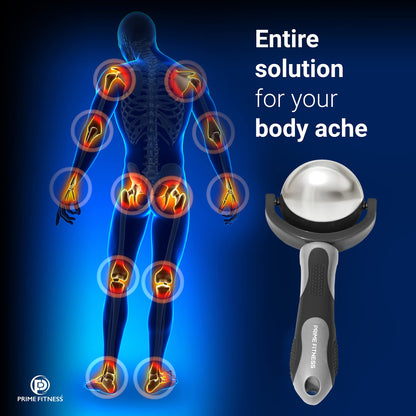 PRIME Fitness Cold Massage Roller Ball | Cold Therapy | Ice Roller Ball with Handle | cryo Stick | Relieve Muscle Pain (Black)