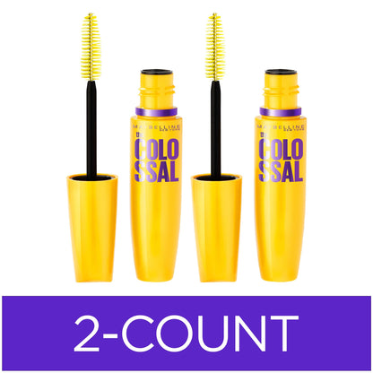 Maybelline Volum' Express Colossal Washable Mascara Makeup, Volumizing, Classic Black, 2 Count