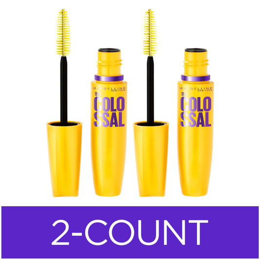 Maybelline Volum' Express Colossal Washable Mascara Makeup, Volumizing, Classic Black, 2 Count