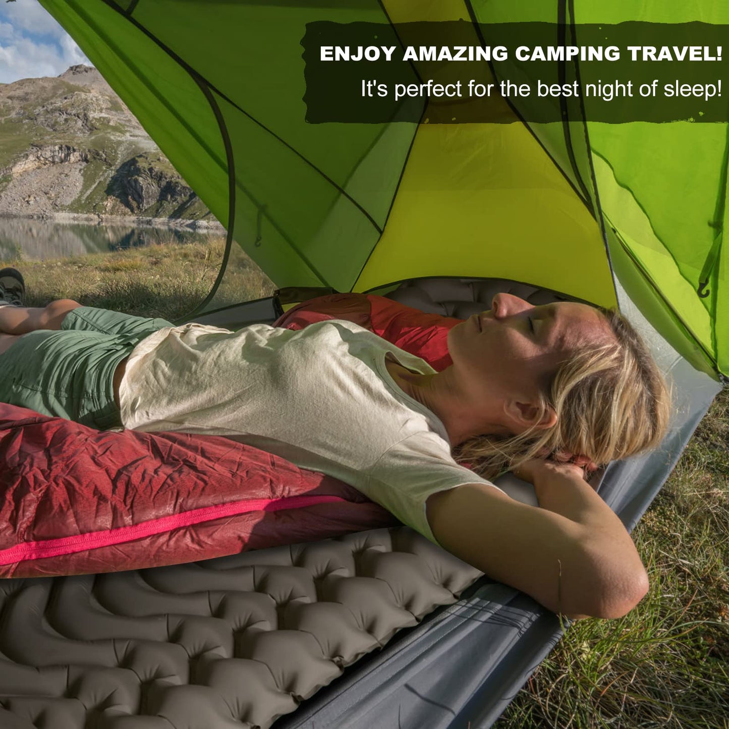 MEETPEAK Camping Pad, Foot Press Inflatable Sleeping Pad Extra Thick Lightweight Camping Sleeping Mat Ultralight Compact Waterproof Air Mattress for Outdoor Hiking Hammock Backpacking Sleeping Bag