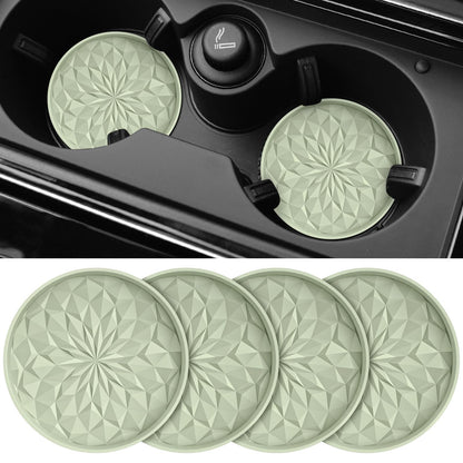 ME.FAN Car Coasters for Cup Holders [4 Pack] - 2.75In Silicone Auto Mug Mats - Universal Non-Slip Recessed Car Interior AccessoriesDesert Sage