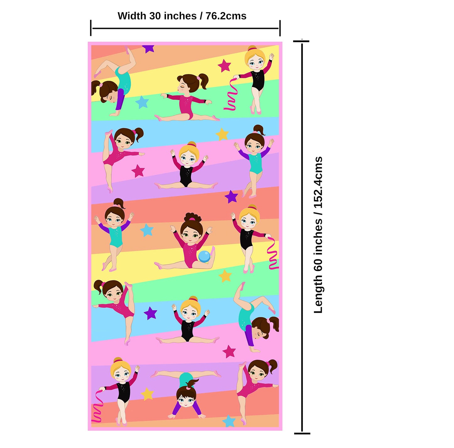 Microfiber Beach Towel for Kids - Thin and Large (30"x60")- Gymnastics -Absorbent, quick dry, sand free, lightweight, blanket- toddler, girls, boys - For Sports, Pool, Picnic, Camping, Travel, Swim