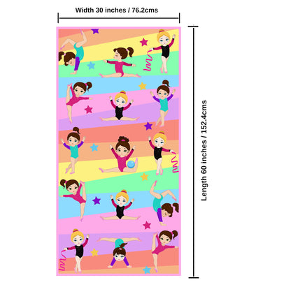 Microfiber Beach Towel for Kids - Thin and Large (30"x60")- Gymnastics -Absorbent, quick dry, sand free, lightweight, blanket- toddler, girls, boys - For Sports, Pool, Picnic, Camping, Travel, Swim