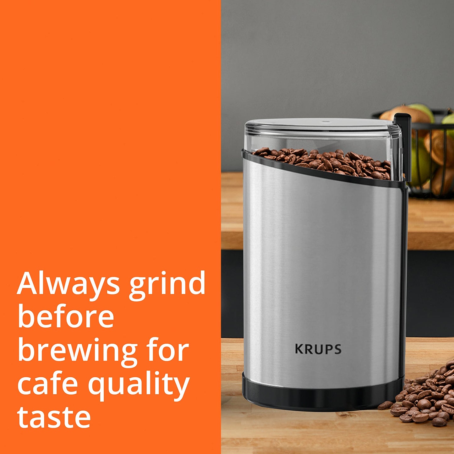 KRUPS Electric Coffee Grinder: 3 oz Capacity, 200 Watts - Versatile for Beans, Spices, Nuts - One-Touch Operation, Customizable Grind for 12 Cups - Ideal for Espresso, French Press