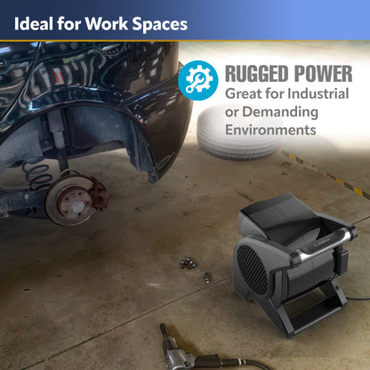 Lasko High Velocity Fan, 15" Professional Utility Fan, 375 CFM, Pivoting Blower with 3 Speeds, 2 Accessory Outlets, 120V, Black, Model U15617