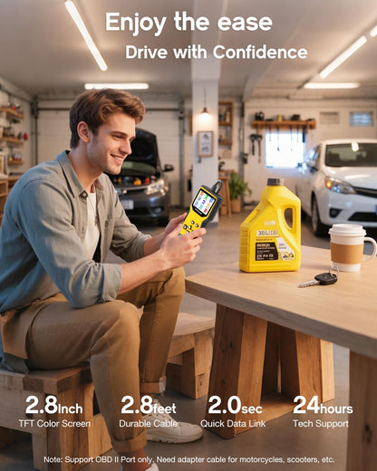 MOTOPOWER MP69033 Pro OBD2 Scanner Code Reader Check Engine Fault Light Diagnostic Scan Tool with Battery Tester