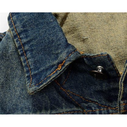 NASKY Men's Fit Retro Ripped Denim Vest Sleeveless Lapel Jean Vest Jacket Waistcoat Top(Small,Dark blue)