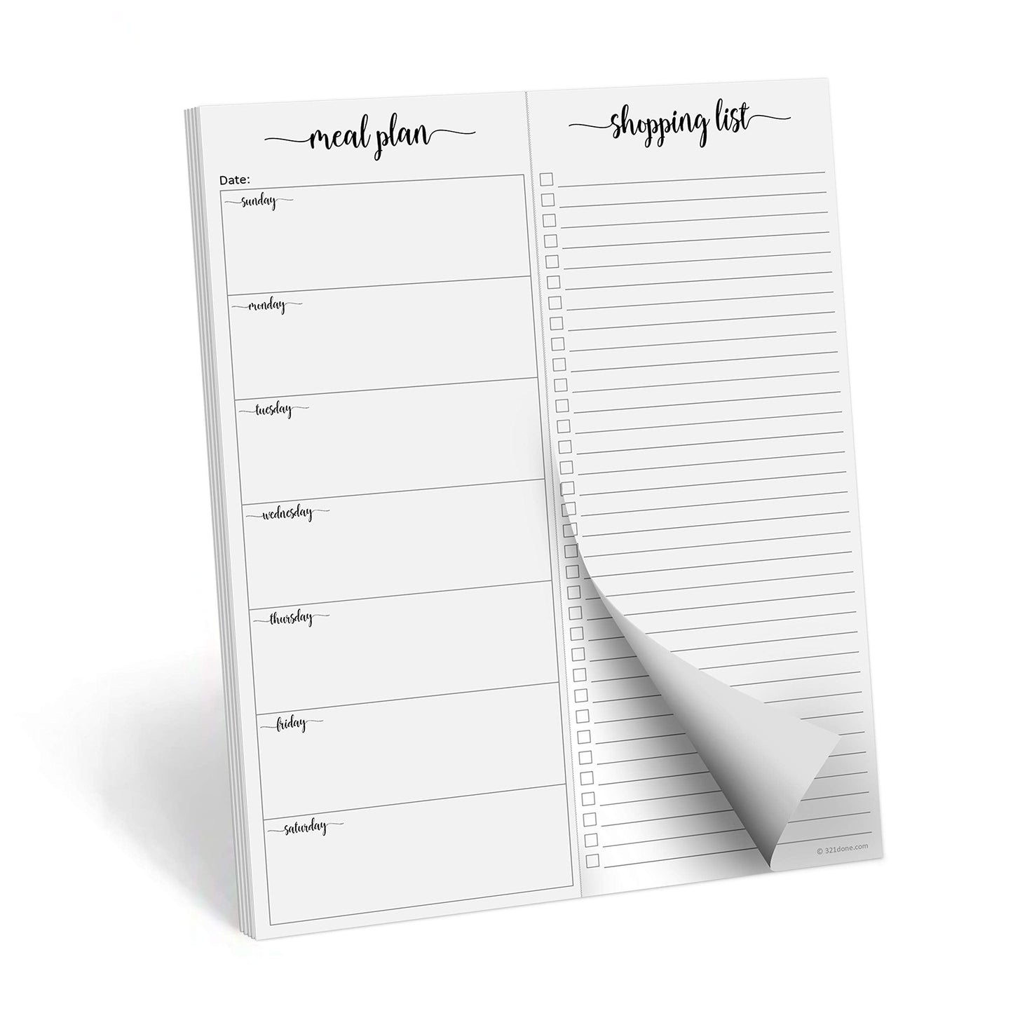 321Done Magnetic Meal Planning Notepad - Large Letter Size (8.5x11) Weekly Menu Planner Tear-Off Refrigerator Fridge Shopping List Meals Grocery Memo Pad - Perforated Sunday Start, Made in USA