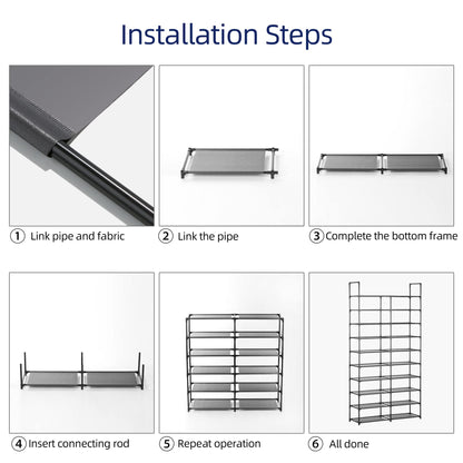 HODYANN 10 Tiers Shoe Rack, 30-40 Pairs Large Shoe Organizer, Sturdy Shoe Storage, Space Saving Tall Metal Shoe Shelf, Stackable Shoe Rack for Closet, Entryway, Bedroom, Black