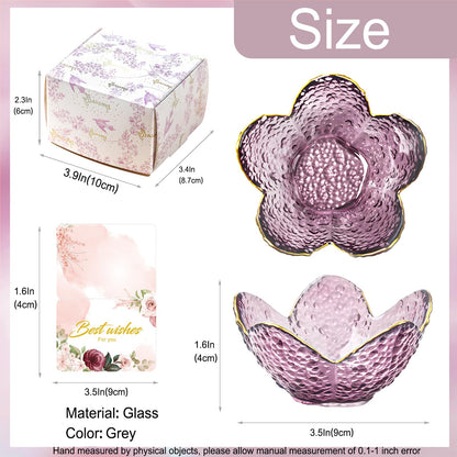 Purple Flower Jewelry Dish Glass Ring Dish Jewelry Tray Cute Vanity Organiser Room Decor Aesthetic Nightstand Bathroom Decor Trinket Dish Ring Holder Valentine's Friendship Birthday Gifts for Women