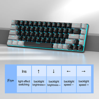 MageGee Portable 60% Mechanical Gaming Keyboard, MK-Box LED Backlit Compact 68 Keys Mini Wired Office Keyboard with Red Switch for Windows Laptop PC Mac - Black/Grey