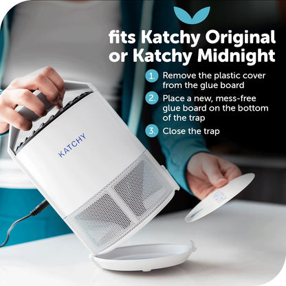 Katchy Original and Midnight Glue Board Refills (8 Pack) - Indoor Insect Trap Glue Board Refills for Mosquito, Gnat, Moth, Fruit Flies - Non-Zapper Traps for Buzz-Free Home