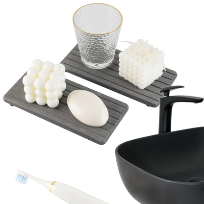 NiuYichee 2 PCS Water Absorbent Diatomite Coasters Rectangle, Grooved Design, Water Absorbing Stone Used for Hand Soaps & Plants & toiletries in The Modern Home