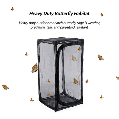 30" Heavy Duty Monarch Butterfly Habitat, Outdoor Collapsible Insect Mesh Cage Terrarium Pop-up with Zipper Protection