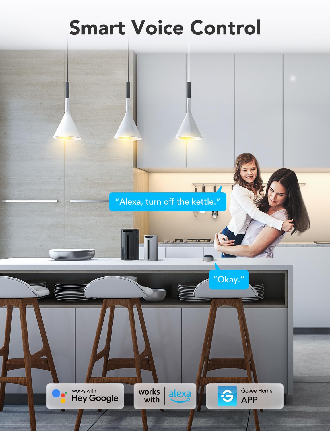 Govee Smart Plug with Energy Monitoring, WiFi Bluetooth Plug Work with Alexa and Google Assistant, 15A Smart Outlets with Timer & Group Controller, No Hub Required, ETL&FCC Certified for Home, 4 Pack