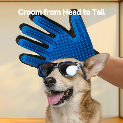 NVNAN Cat & Dog Grooming Gloves for Shedding - Efficient Deshedding Pet Grooming Gloves 2-in-1 Deshedding Brush & Massage Mitt-Safe for Dogs & Cats (1 Pair Blue)