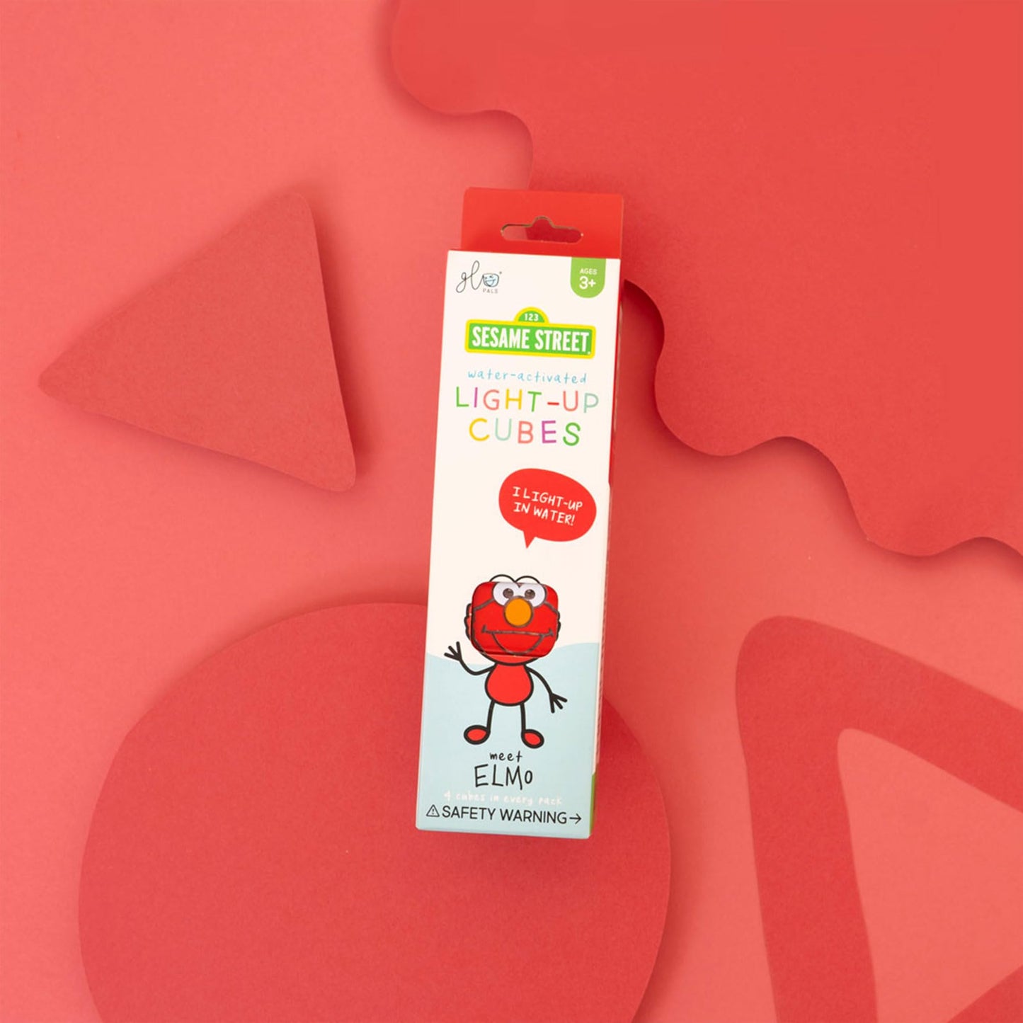 Glo Pals x Sesame Street Water-Activated Light-Up Cubes for Sensory Play (Elmo - Cubes Only)