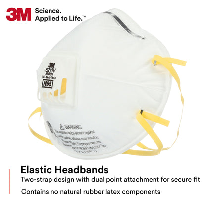3M Particulate Respirator 8210V with Cool Flow Valve, Pack of 80, NIOSH APPROVED, Disposable, Smoke, Grinding, Sanding, Sawing, Sweeping, Woodworking, Dust