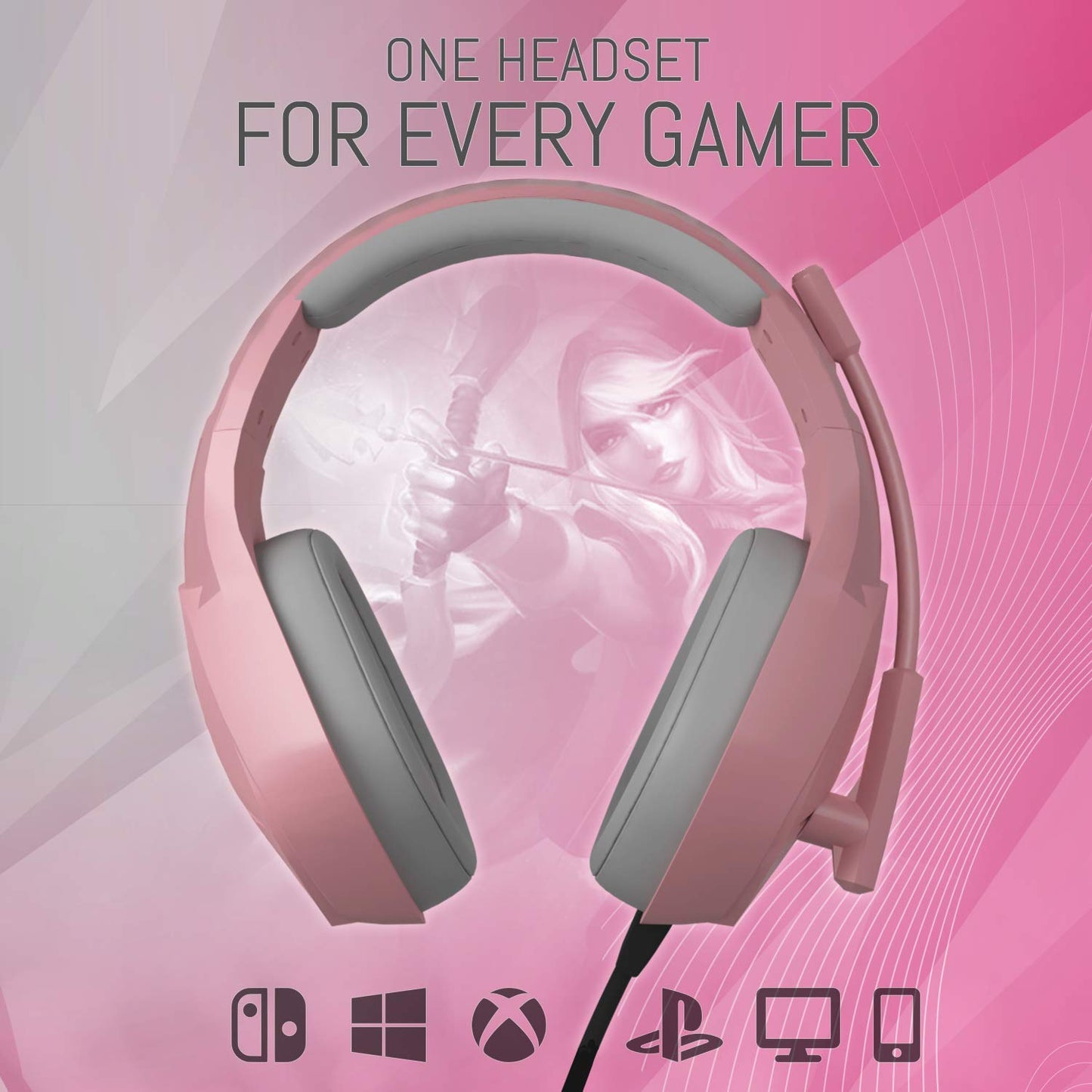 Orzly Gaming Headset (Pink) for PC and Gaming Consoles PS5, PS4, Xbox Series X | S, Xbox ONE, Nintendo Switch & Google Stadia Stereo Sound with Noise Cancelling mic - Hornet RXH-20 Nakuru Edition