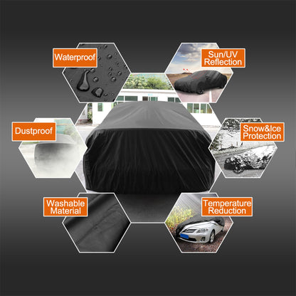 uxcell Car Cover Waterproof All Weather for Car, Full Car Cover Rain Sun Protection Universal Fit for Sedan 178''-185''