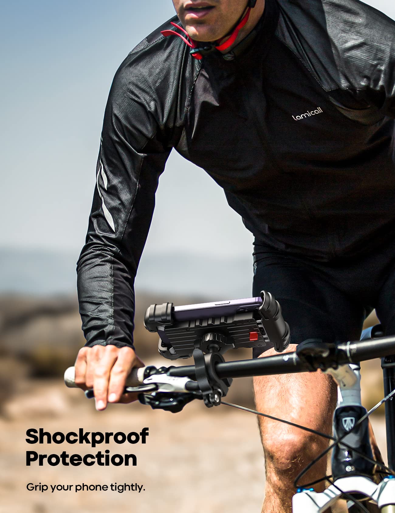 Lamicall Bike Phone Holder, Motorcycle Mount - Motorcycle Phone Holder, Handlebar Cell Phone Clamp, Scooter Phone Clip for iPhone Air 17 Pro Max, 16 15 Pro Max Plus, S20, More 4.7 to 6.8" Smartphones