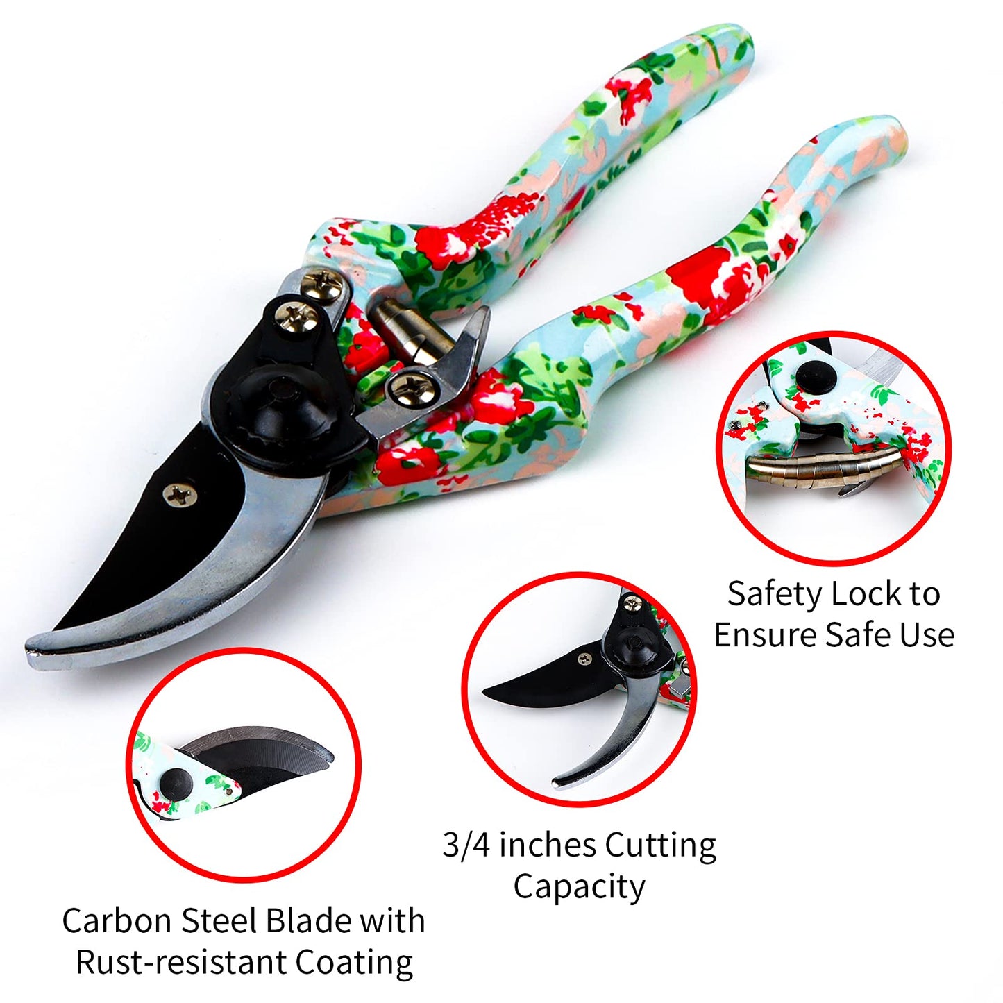 JUMPHIGH Floral Garden Tools Set, 11 PCS Heavy Duty Gardening Tools Includes Hand Trowel Rake Weeder Pruner Sprayer, Gardening Gifts for Women, Garden Kit with Storage Tote Bag and Garden Gloves