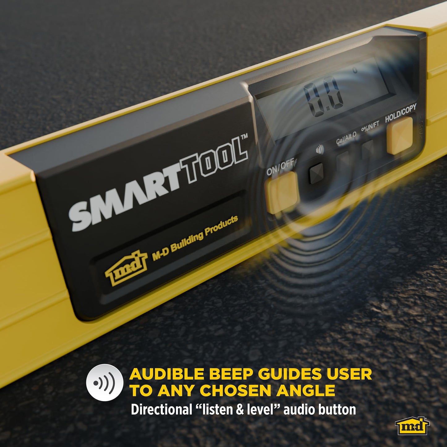 M-D Building Products 92325 SMARTTOOL® 48 Inch Digital Level: Precision Measurement w/LCD Screen, Audible Alerts, Water Resistance, High Visibility, & Heavy-Duty Aluminum Frame - Includes Carry Case