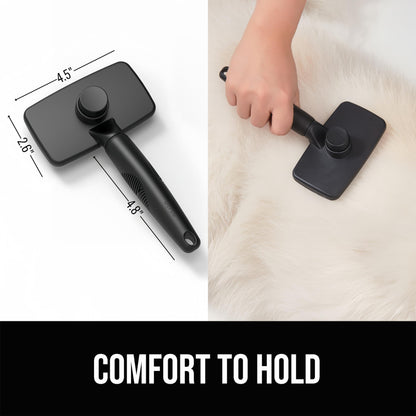 OEFEO Self Cleaning Slicker Brush for Dogs& Cats, Skin Friendly Grooming Brush for Shedding Long&Short Haired Dogs& Cats, Deshedding Pet Supplies Accessories,Black