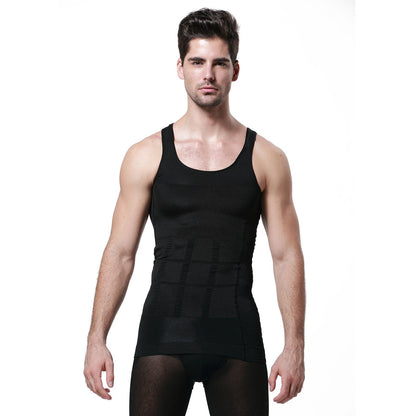 GKVK Mens Slimming Body Shaper Vest Shirt Abs Abdomen Slim,XXL(chest size 116cm-120cm/46inches-48inches),Black