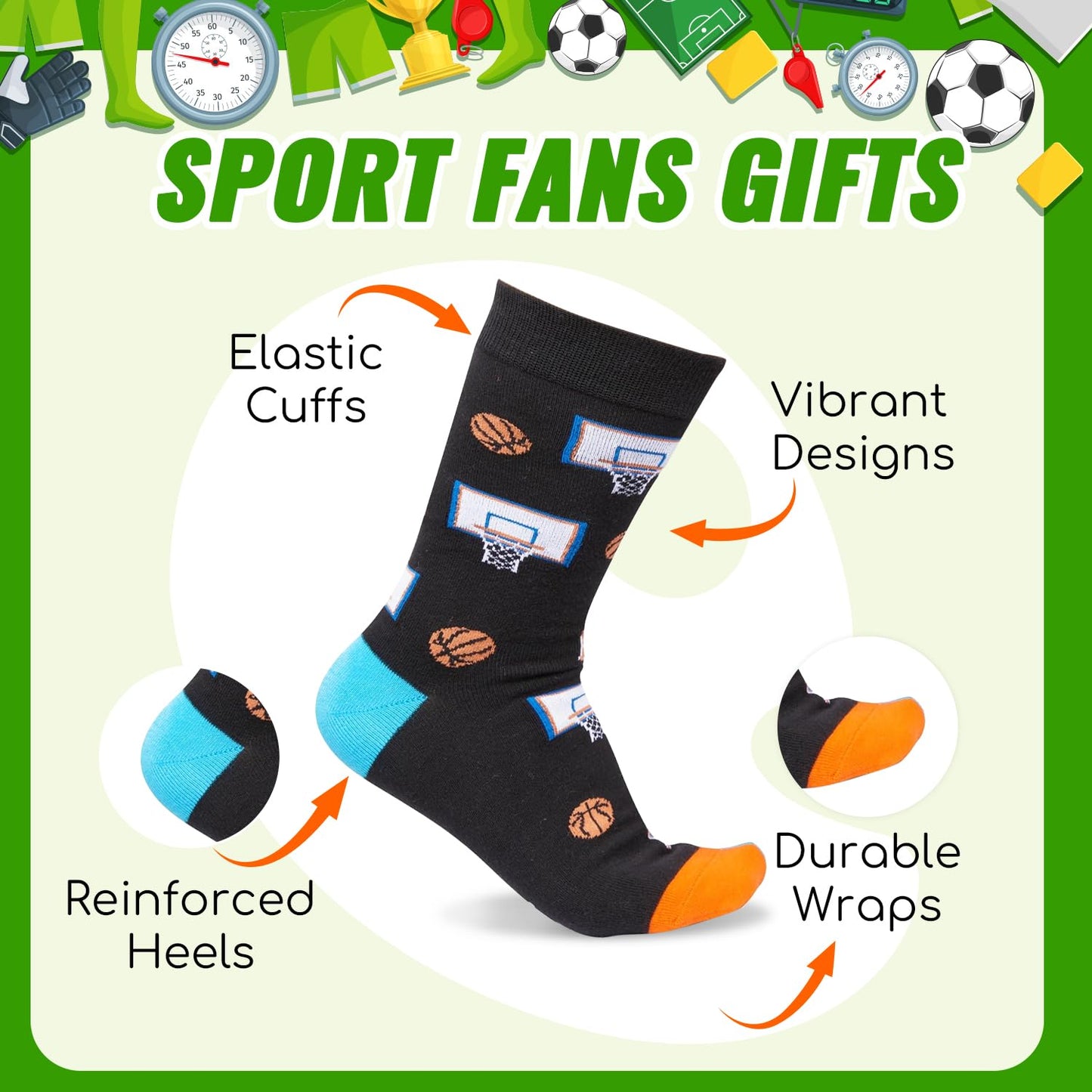 HAPPYPOP Basketball Gifts for Boys - 7Th 8Th 9Th Birthday Gift Ideas for Boys Who Love Basketball, Kids Sports Socks