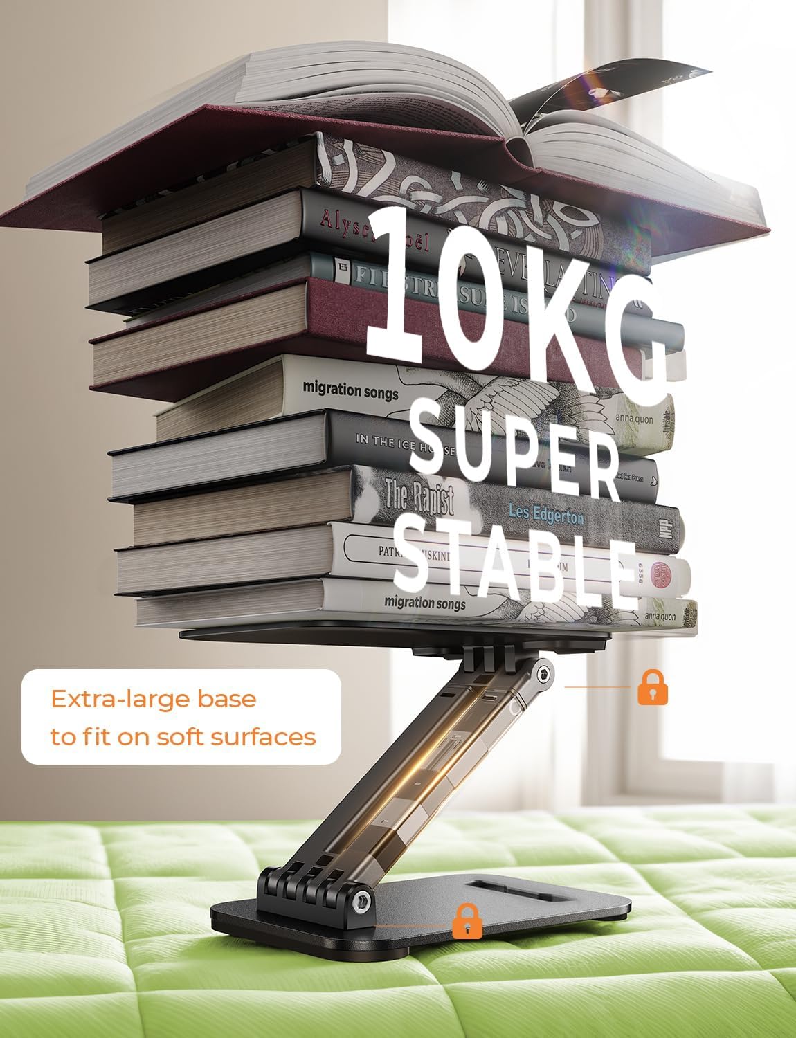 LISEN Tablet Stand for iPad Stand Holder Desk, Foldable Home Office Desk Accessories Travel for iPad Holder Dorm College Essentials Portable Monitor Fits Tabs Kindle iPhone 4-15.9" Black