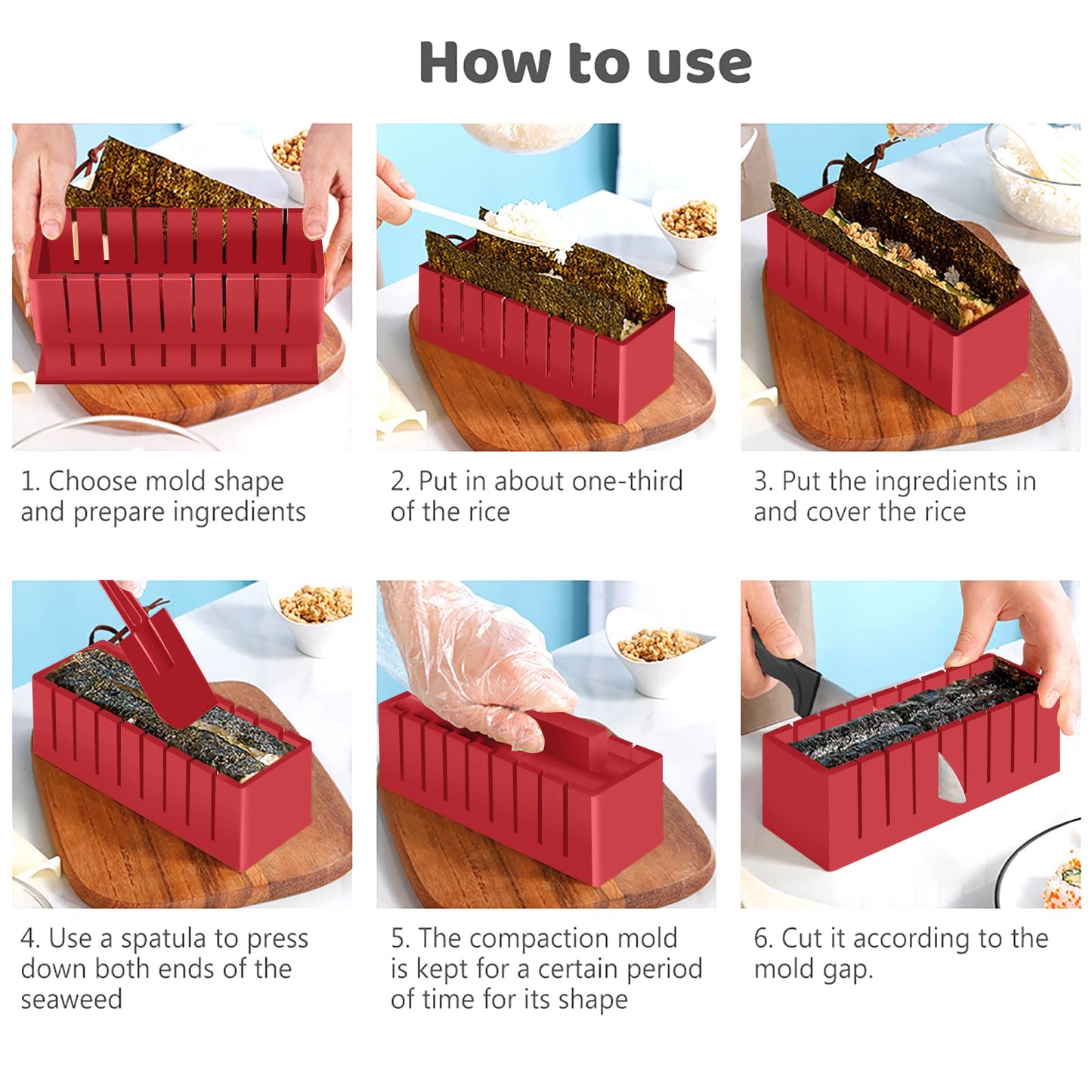 HI NINGER Sushi Making Kit Deluxe Edition Complete Sushi Maker Kit 12PCS Home Sushi Mold Press with Sushi Rice Roll Mold Shapes,Fork , Sushi Knife,Sushi Rolling Mat,Chopsticks