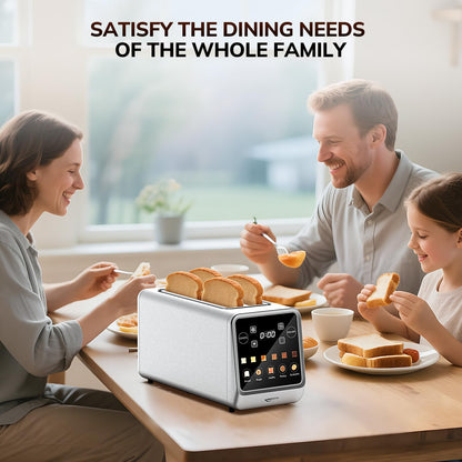 Keenstone Toaster 4 Slice, Digital Smart Toaster with TouchScreen, Memory Function, Single Slot Toasting, Timer, Reheat & Defrost for Bagels, Bread, Waffles, Muffin, Stainless Steel Kitchen Essentials